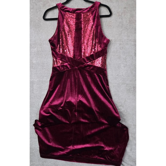 Candalite Petite Dresses & Skirts - Candalite Petite Burgundy Velvet Sequin Holiday Dress PL Whimsigoth Formal‎
